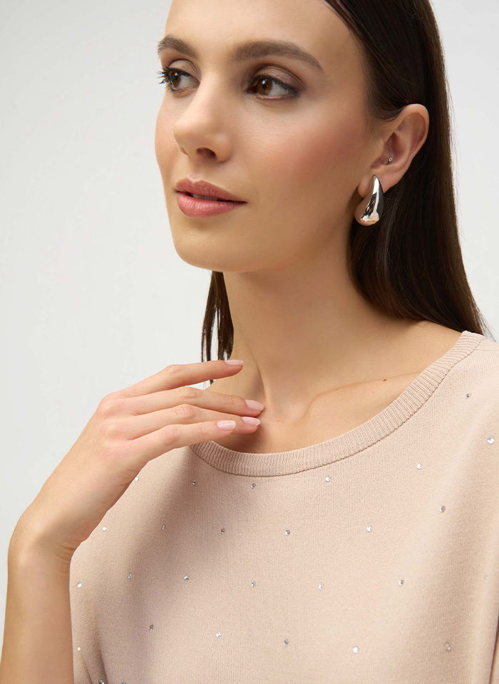 Joseph Ribkoff 252906 Dzianinowa bluzka z krótkim rękawem