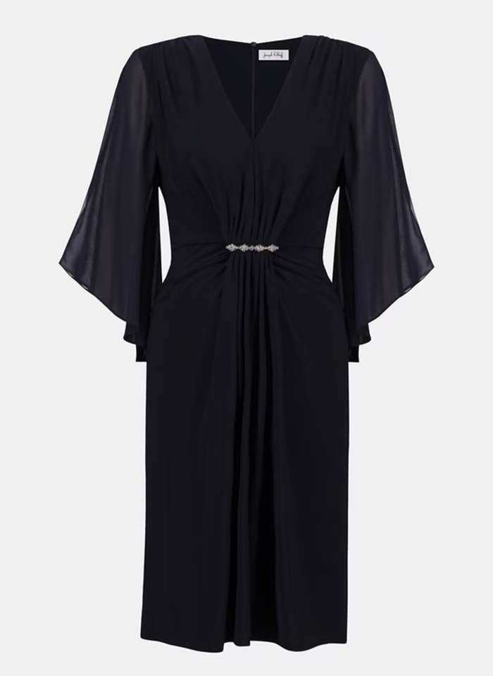 Joseph Ribkoff 253728 Wizytowa sukienka z szyfonowym rękawem.