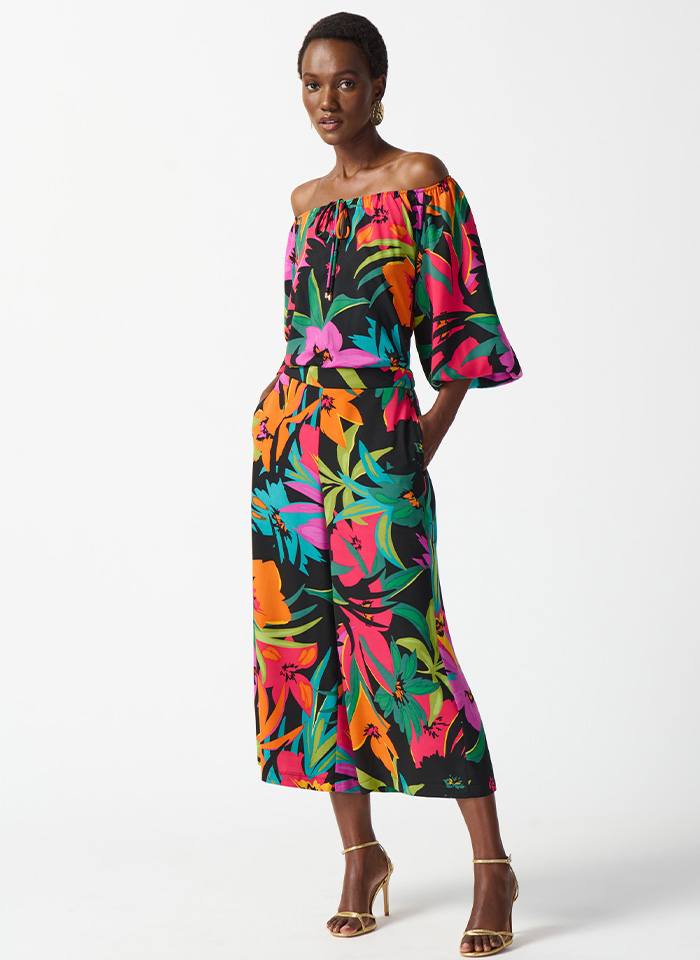 Joseph Ribkoff 242175 Kwiecista bluzka w hiszpańskim stylu