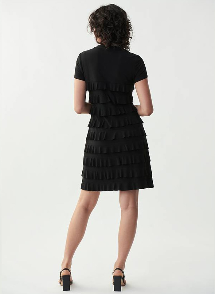 Joseph Ribkoff 211350 Czarna sukienka z falbankami